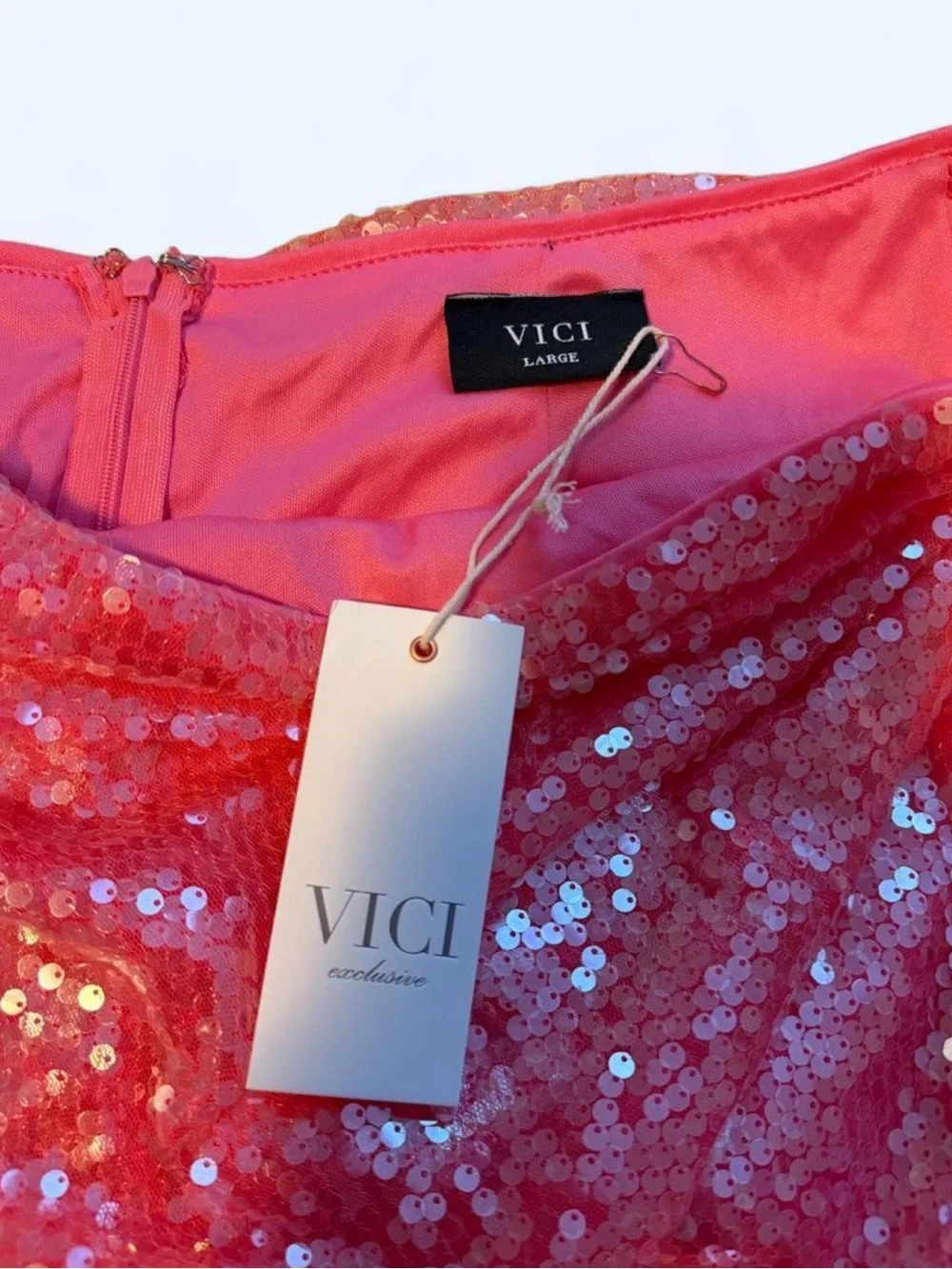 Vici exclusive pink sequin wrap skirt